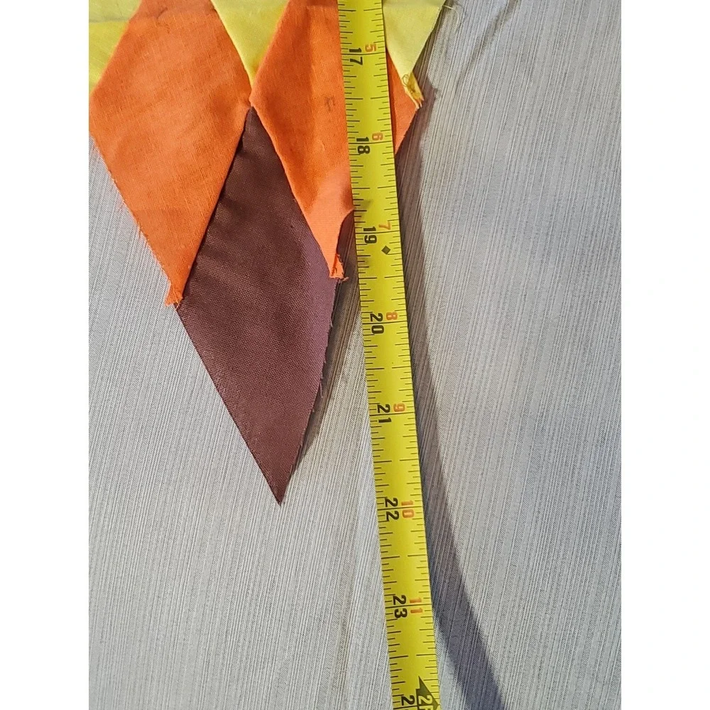 Vntg. Harlequin Diamond Patchwork Quilt Blocks Hand Stitched Orange Brown Yellow